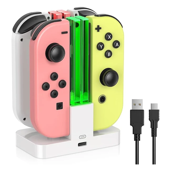 FastSnail Charging Dock for Nintendo Switch Joy-Con & Switch OLED - LED Indication Charger Stand Station with Charging Cable White