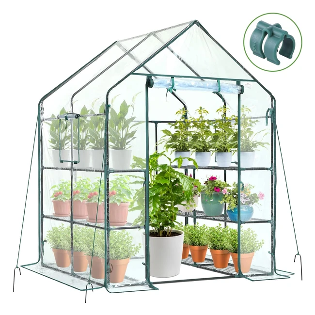Ohuhu Plastic Greenhouse 3 Tiers 12 Shelves Portable Walk-In Plant Green House P