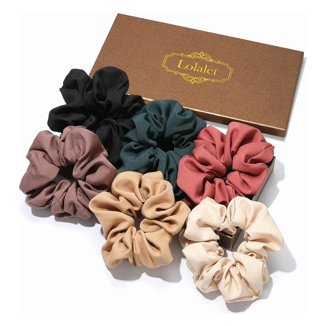 Lolalet Satin Hair Scrunchies 6 Pack - Style E - Soft  Strong - Gentle Grip - N