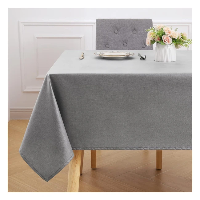 Smiry Rectangular Table Cloth 140x200 cm Waterproof Linen Dark Grey