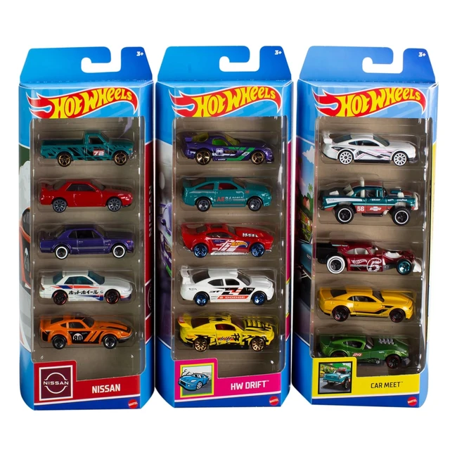 Hot Wheels 5er Pack Set - 15 Spielzeugautos - 3 thematische Packs - 164 Masta