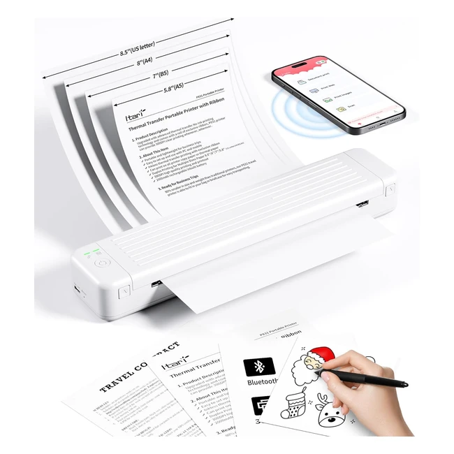Itari P831 Imprimante Portable A4 Thermique Android iOS Compacte Batterie Intégrée