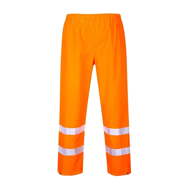 Portwest HiVis Traffic Trouser Size L Orange S480ORRL - Water Resistant Fabric, Reflective Tape, 40 UPF Rated