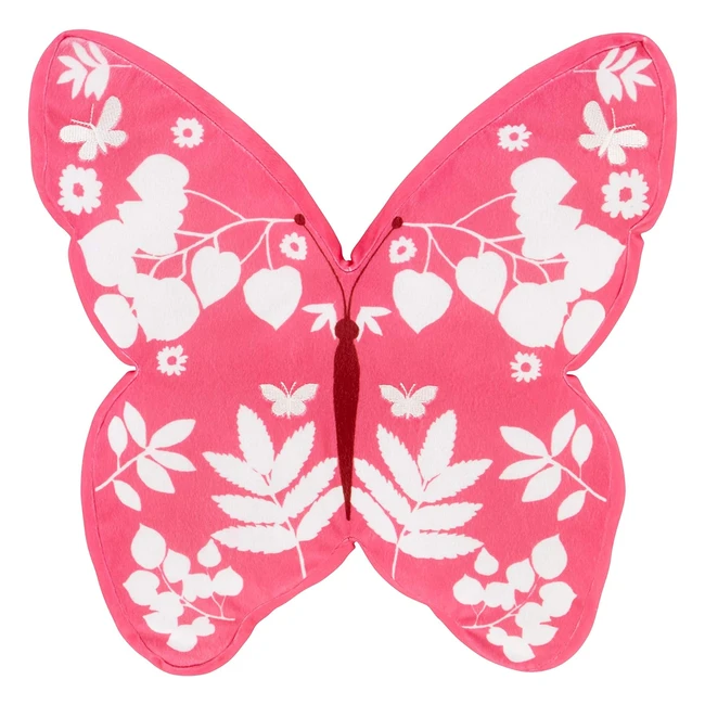 Catherine Lansfield Kids Butterfly Shaped Cushion Pink - Soft Polyester - Machine Washable