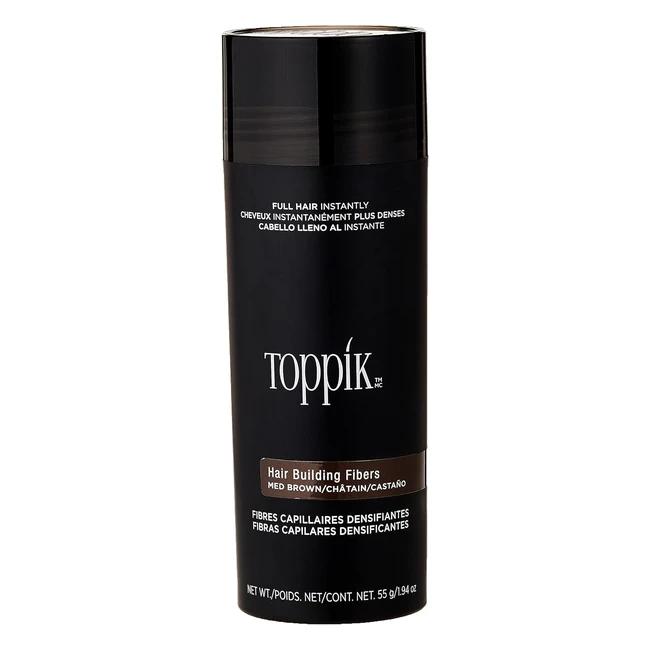 Toppik Hair Building Fibres Powder Medium Brown 55g Bottle - Thicker-Looking Hai