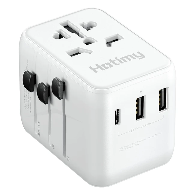 Hotimy Universal Travel Adapter with USB C - All in One Worldwide Plug Adaptor