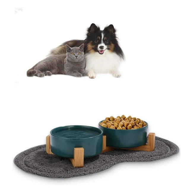 Ciotole Ceramica 400ml per Cani e Gatti - Set 2 Pacchi, Base Antiscivolo - Adatto Cani Media e Piccola Taglia