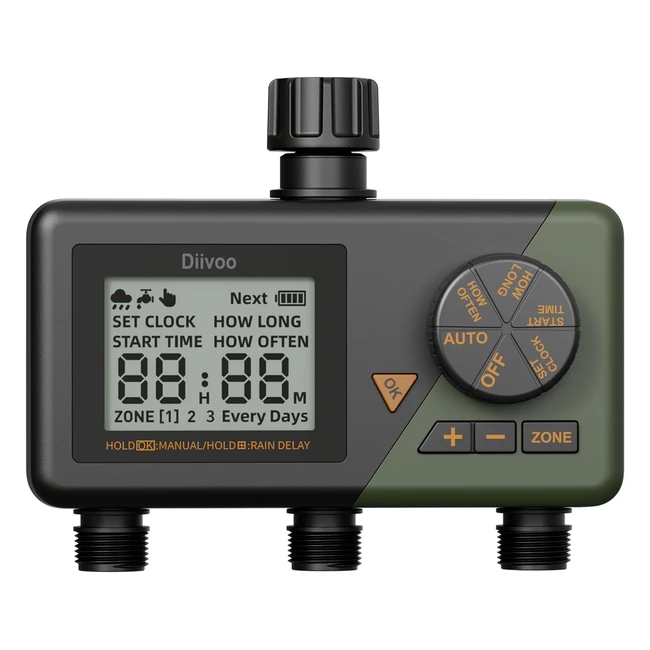 Timer irrigazione 3 vie Diivoo per prati e giardini - Programmatore automatico con ritardo pioggia