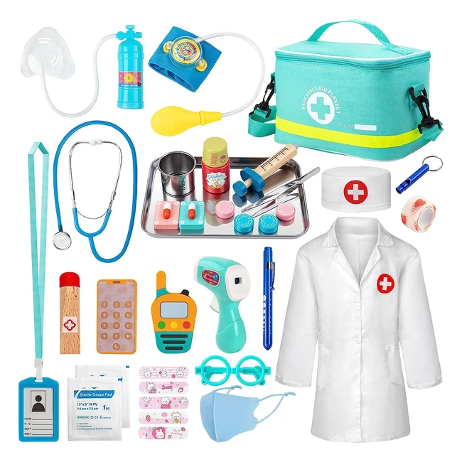 Malette Docteur Enfant Sundaymot avec Stéthoscope Thermomètre - Adapté 3 ans