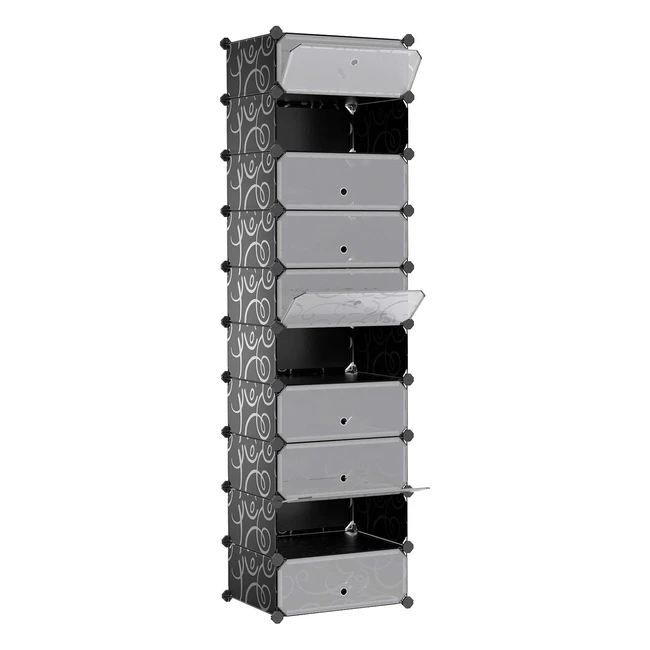 Songmics Schuhregal 10 Ebenen DIY Schuhschrank mit Tr Schuhablagen aus PPKunststoff Schwarz LPC10H