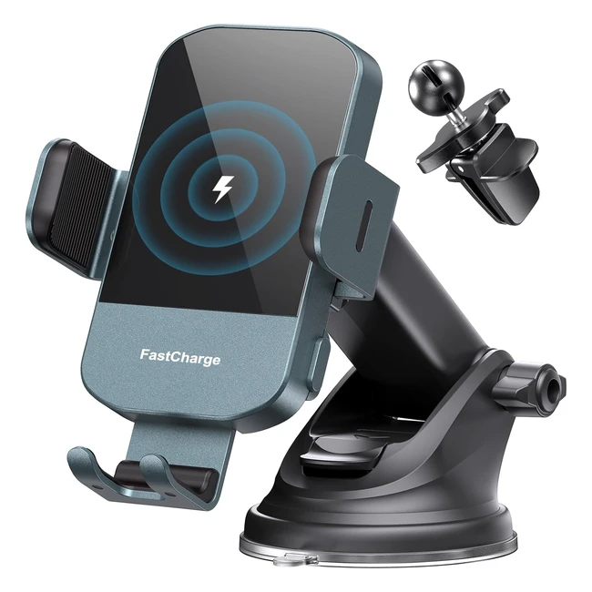 Wireless Car Charger ChGeek 15W Fast Charging Auto Clamping Phone Mount for iPhone Samsung Galaxy S23 Ultra S22 S21 S20 S10 S9