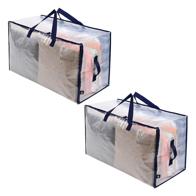 Veno 2 Pack Heavy Duty Oversize Storage Bag Organizer - Water Resistant - Clear 