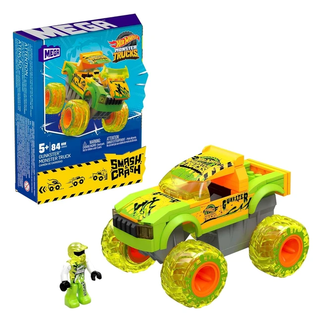 Mega Hot Wheels Gunkster Monster Truck 84-teiliges Bauset mit Actionfigur