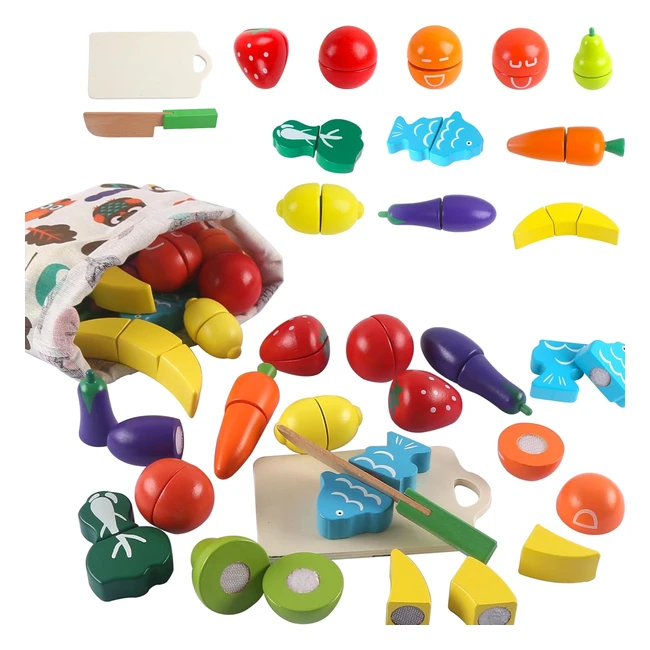 Juguetes de Madera Frutas y Verduras - Cocinita Infantil 23Aos - Accesorios Ed
