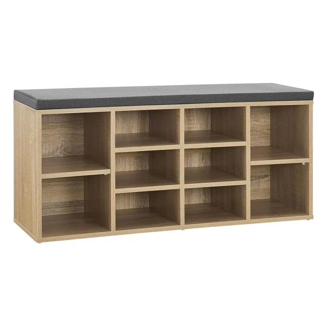Juskys Holz Schuhregal mit Polsterung 10 Fächer höhenverstellbar 104x30x48 cm