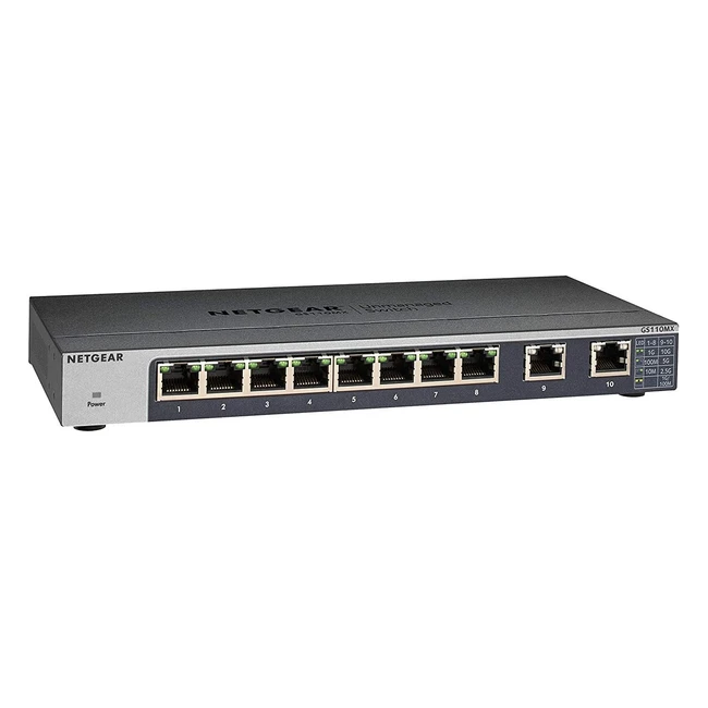 Switch Ethernet NETGEAR GS110MX 10 Porte Gigabit10G Unmanaged Metallo