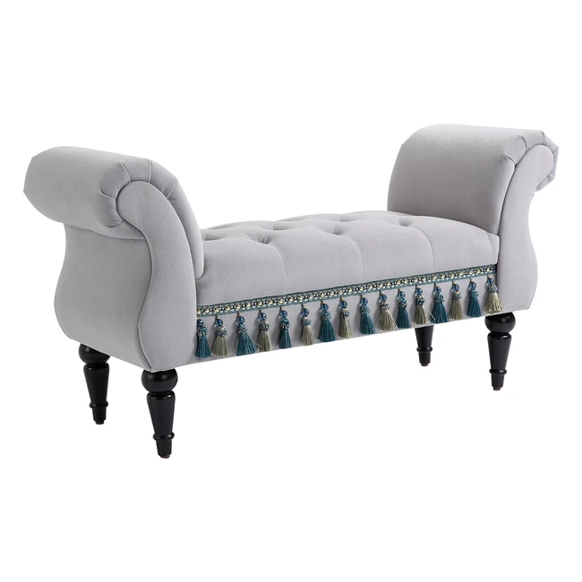 Homcom Luxus Sitzbank Polsterbank Hockerbank Polyester Grau 117 x 40 x 58 cm - K