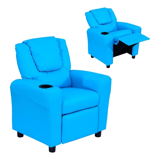 Homcom Kindersessel Minisessel Kindersofa mit Liegefunktion und Becherhalter Bla