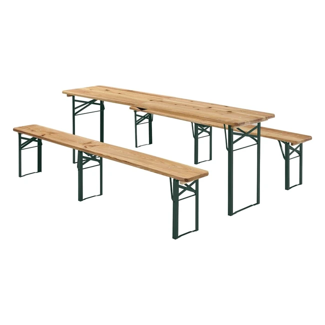 Juskys Bierzeltgarnitur 3-teilig klappbar 220 cm Tannenholz Bierbank Festzeltgar