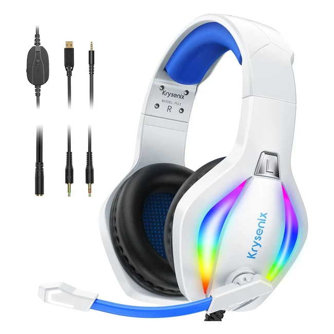 Krysenix RGB Gaming Headset PS4 PC Xbox PS5  Mic  50mm Drivers  Noise-Canceli