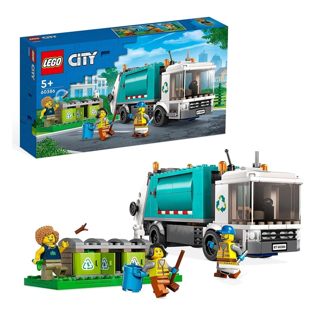 Lego City Camión de Reciclaje 60386 - Vehículo de Basura con Contenedores y Mini Figuras - Regalo para Niños y Niñas