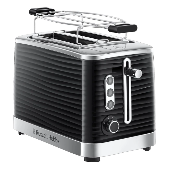 Russell Hobbs Inspire 2437156 Toaster 2 Scheiben Schwarz 6 Bräunungsstufen Defrost Reheat Funktion