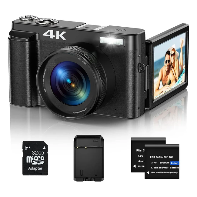 Appareil photo numrique 4K 48MP autofocus vido avec carte 32G 27 cran rab