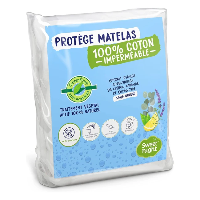 Protège matelas 180x200 cm SweetNight GreenFirst - Traitement végétal antiacariens 100% naturel
