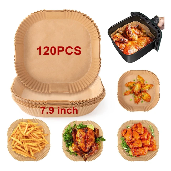 deseboo Air Fryer Disposable Liners 120 Pcs - Non Stick Double-Sided Coating - F