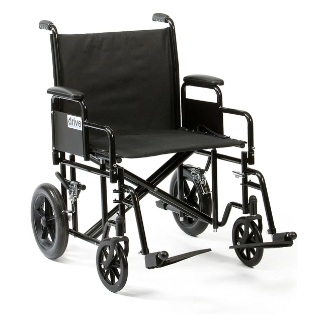 Drive Devilbiss Healthcare Bariatric Heavy Duty Steel Transport Chair 22 - Dual