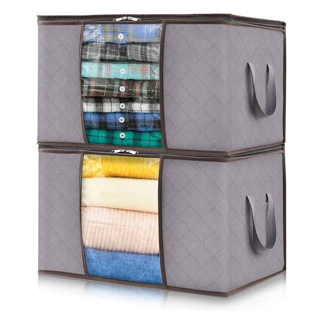 Lifewit 50L Clothes Storage Boxes 2 Pack - Sturdy Fabric, Clear Window, Reinforced Handle