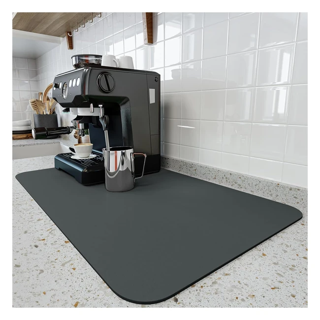 Pietuley Non-Slip Coffee Mat 5030cm Grey  Absorbent Drying Mat for Kitchen Coun