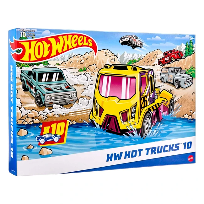Hot Wheels Trucks 10-Pack - Modern  Retro Models - Gift for Kids HMK46
