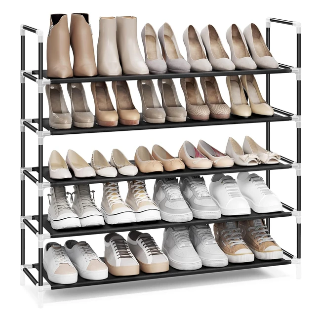Songmics Schuhregal mit 5 Regalböden Stehregal Schuh-Aufbewahrung Platzsparend Metallrahmen Vliesstoff für Wohnzimmer Eingang und Kleiderschrank Schwarz LSH55HV1