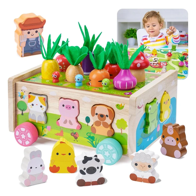 Montessori Wooden Farm Toy for Toddlers 1218 Months  Game Map  1st Birthday Gi
