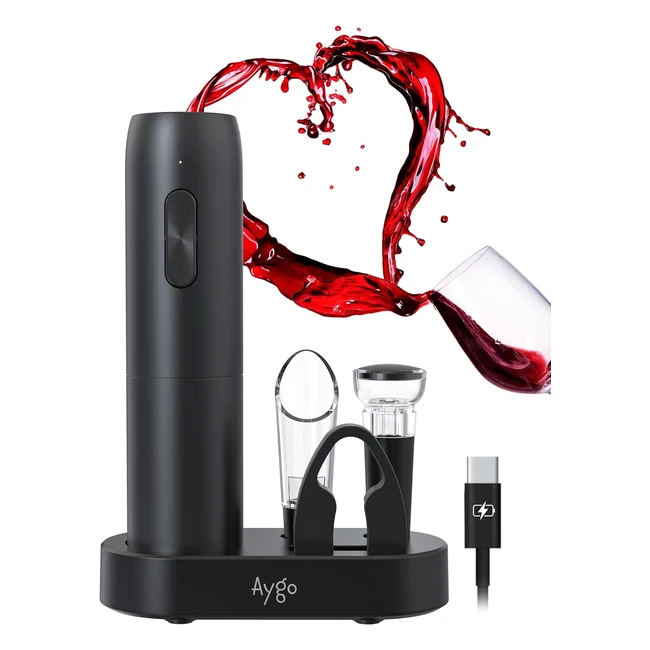 Aygo Cavatappi Elettrico Ricaricabile 5 in 1 - Wine Opener USB - Idea Regalo Uom