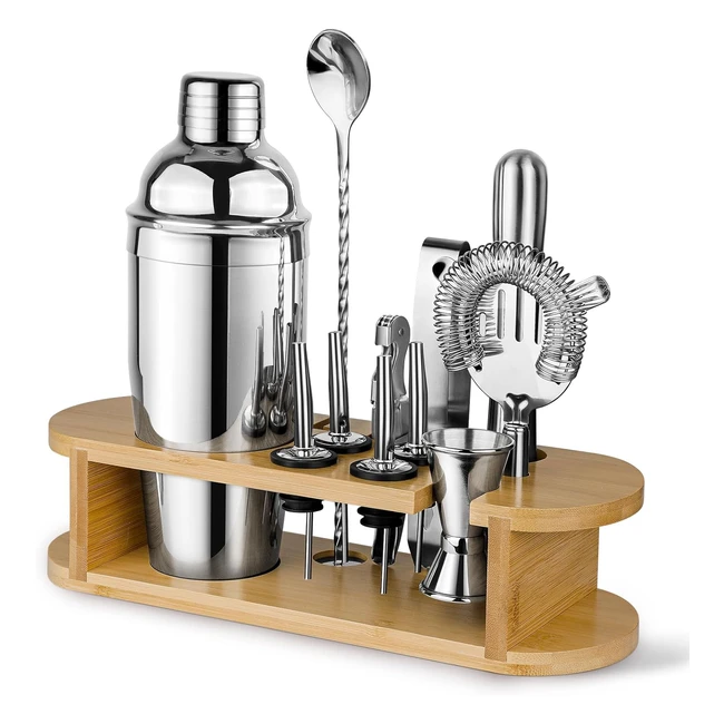 Set de Shaker Cocktail Professionnel en Acier Inoxydable 12 Pices - Cadeau Id