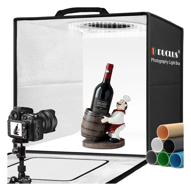 Duclus Scatola Fotografica 50x50x50cm con 216 Luci LED e 6 Sfondi in PVC - Set S