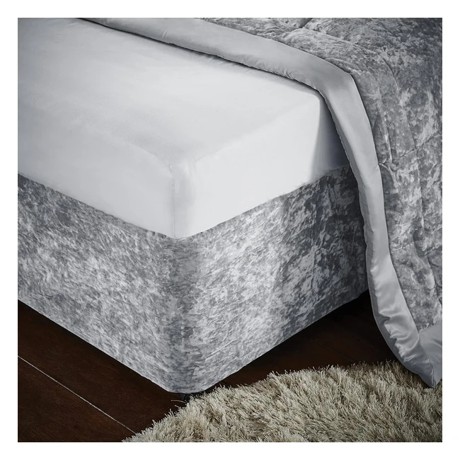 Catherine Lansfield Crushed Velvet Double Elasticated Divan Base Wrap - Silver G