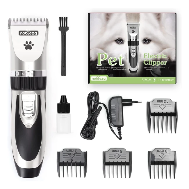 Nobleza Tosa Cani Kit Professionale Grooming Clipper Ricaricabile Argento