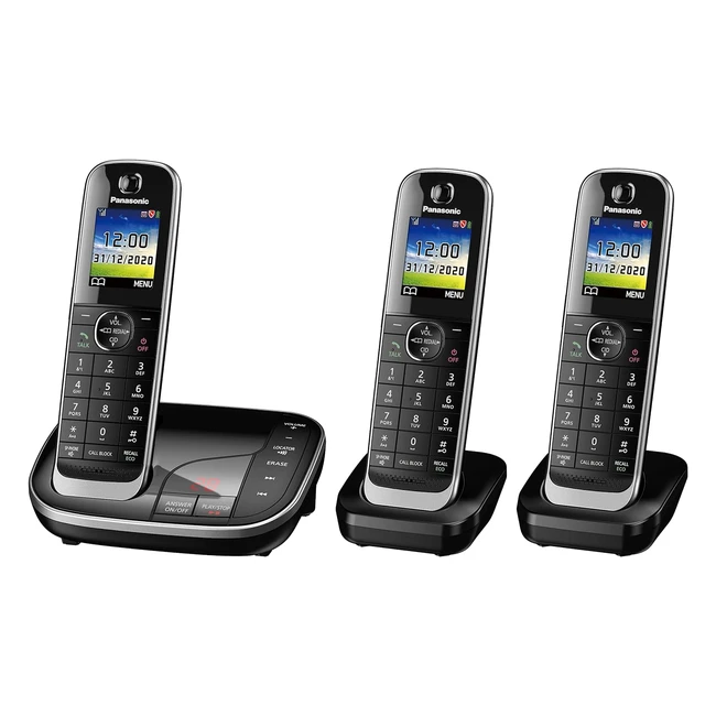 Panasonic KXTGJ423 Digital Cordless Telephone Triple Pack - Call Block, Talking Caller ID, Advanced Answering Machine