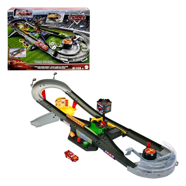 Disney Pixar Cars Piston Cup Action Rennbahn Spielset HPD81 - Interaktiv, für Kinder ab 4 Jahren