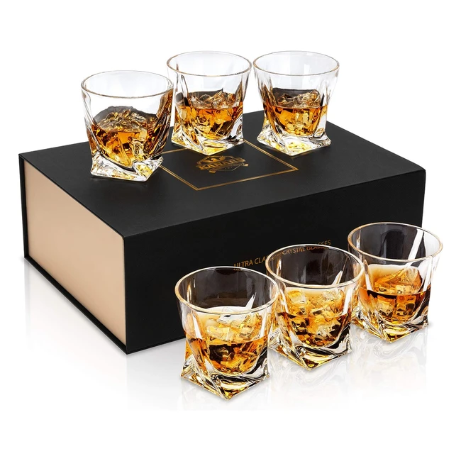 Kanars Verre Whisky en Cristal 300ml Lot de 6 - Belle Bote Cadeau