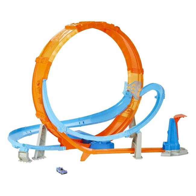 Hot Wheels HCB00 Riesen Looping Crash Trackset 70 cm breit 1 Fahrzeug ab 5 Jahren