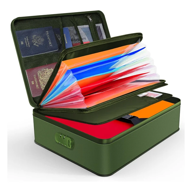 Jundun Fireproof Document Box Waterproof and Fireproof Storage Case with Lock - 