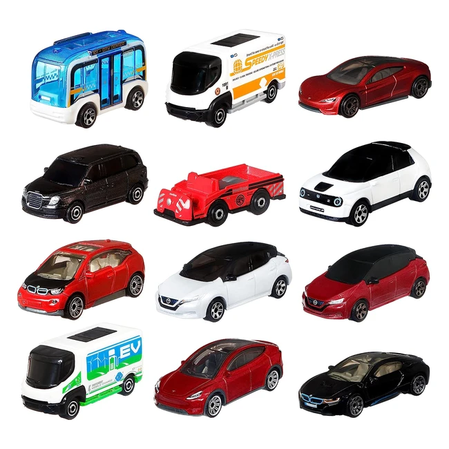 Matchbox MBX Electric Drivers 12-Pack Diecast Cars Trucks Toy for Kids HGW60