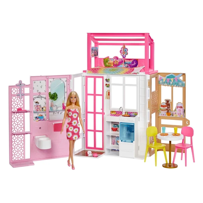 Barbie Puppenhaus 278 x 202 Zoll mit 4 Spielbereichen voll mbliert mit Barbie 