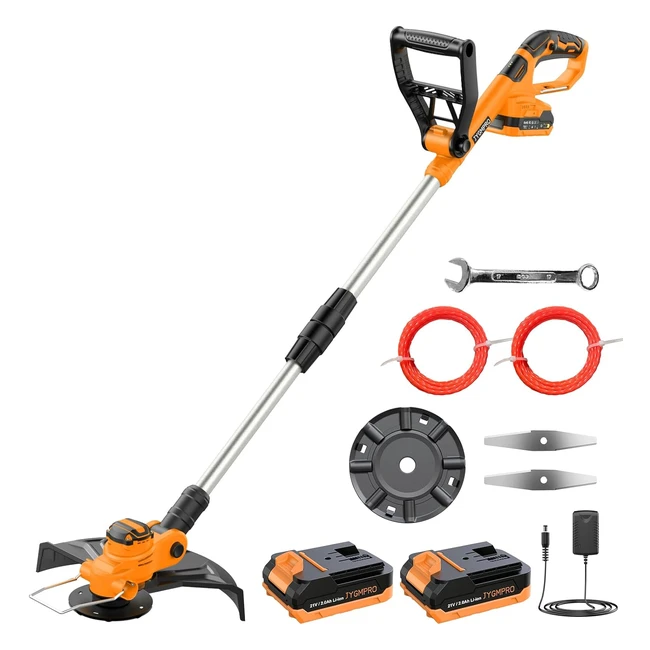 JYGMPro Coupe Bordure Sans Fil 21V DBroussailleuse Batterie Brushless 2 Batteries 20Ah 2 Lames 2 Bobines