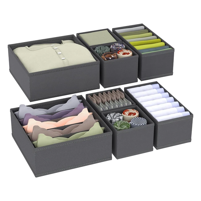 wangirl Pack of 8 Underwear Drawer Organiser Foldable Fabric Wardrobe Storage Gr