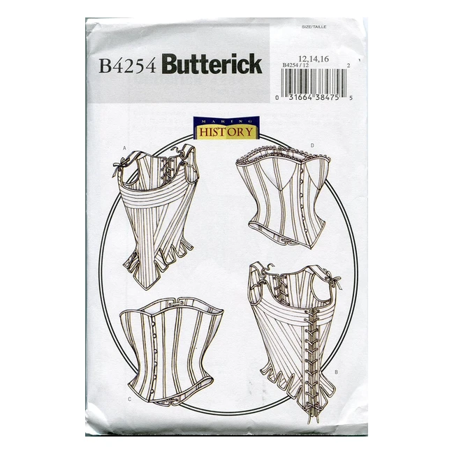 Butterick Patterns B4254 Size 12-16 Misses Stays and Corsets White